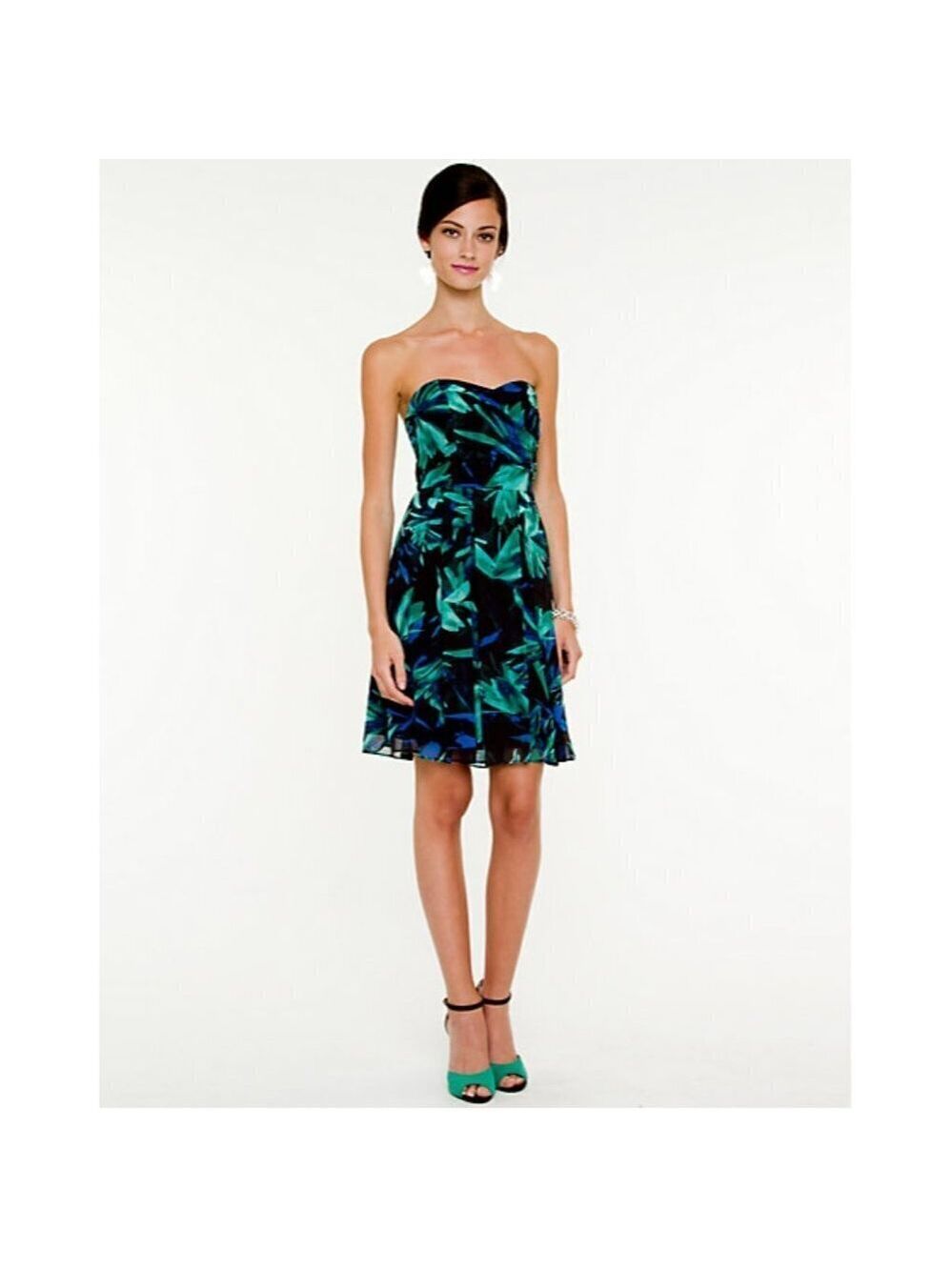 Le Chateau Floral Sweetheart Dress Size XXL Green / Blue